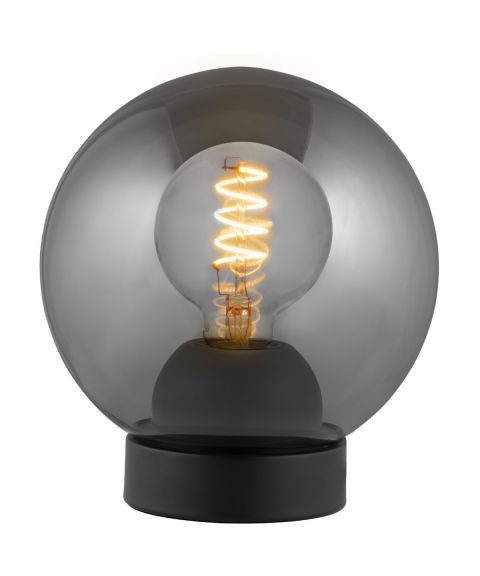 Bubbles bordlampe, høyde 20 cm, Røykfarget / Sort