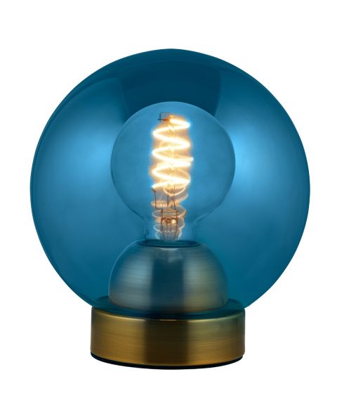 Bubbles bordlampe, høyde 20 cm, Blå / Antikk messing