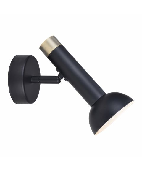 Torch vegglampe, høyde 16 cm, Sort / Antikk messing