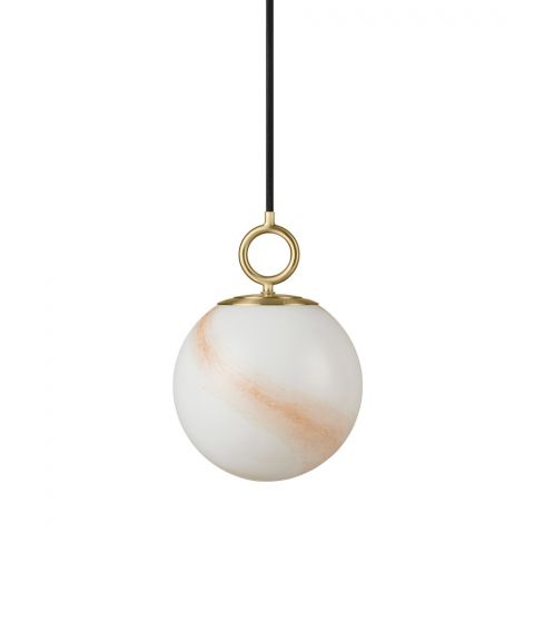 Stockholm takpendel, diameter 18 cm, Opalhvitt glass / Brun marmorering
