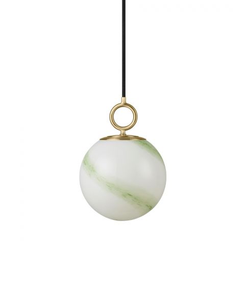 Stockholm takpendel, diameter 18 cm, Opalhvitt glass / Grønn marmorering
