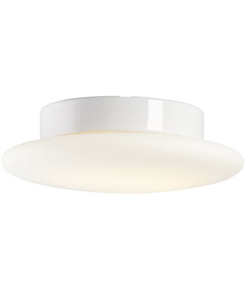 Cairo taklampe IP44, diameter 30 cm, dimbar LED 3000K, Matt opalhvitt glass / Hvit