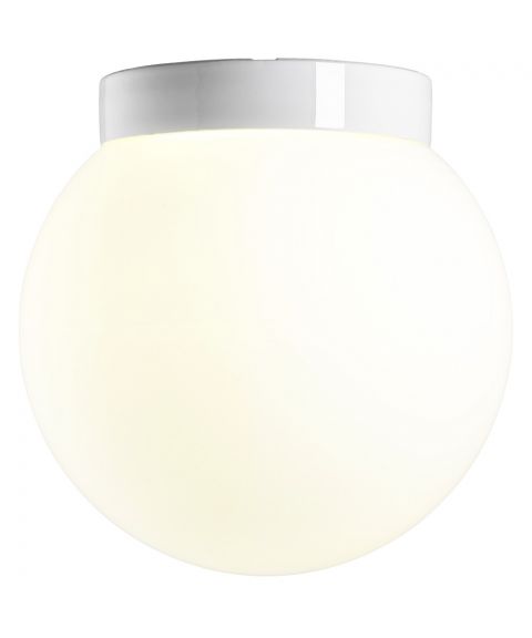 Classic Glob 300 taklampe, dimbar 12W LED 1350lm 3000K IP44, Matt opalhvitt glass, Hvit