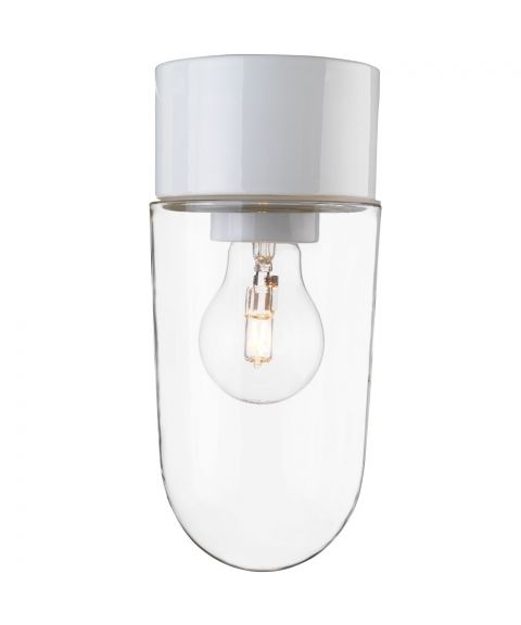 Classic Stallglas taklampe IP54, diameter 10 cm, Klart glass