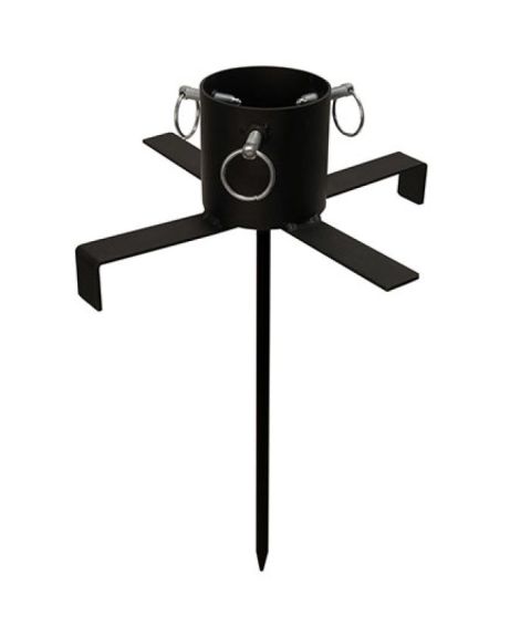 Juletrefot diameter 9 cm, for utendørs bruk med jordspyd, Sort