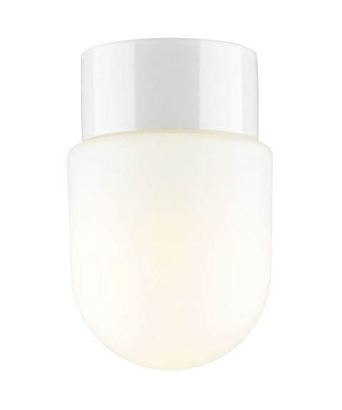 Contrast Fridhem taklampe E27 IP54, høyde 18 cm, Matt opalhvitt glass, Hvit