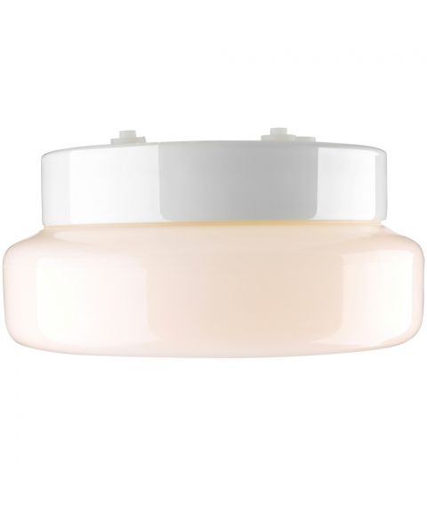 Classic Badstu taklampe E27 IP44, diameter 24 cm, Blankt opalhvitt glass, Hvit