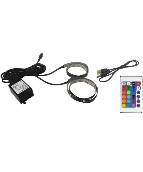TV LED-strip for USB-tilkobling, 2 x 50 cm, RGB med fjernkontroll