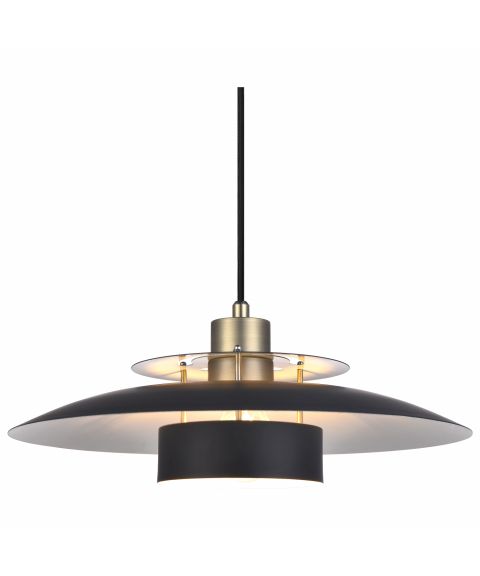 Sørup spisebordslampe, diameter 40 cm, Matt sort / Antikk messing