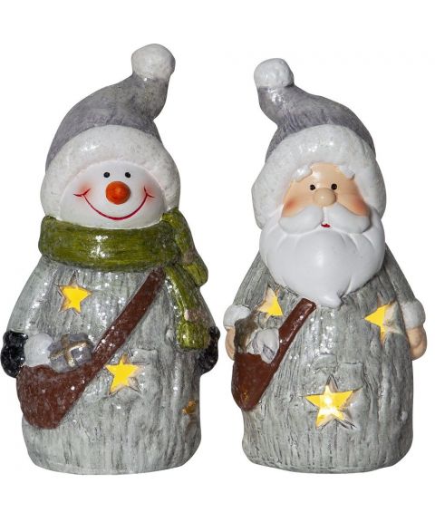 Friends nisse og snømann 2-pk for batteri, høyde 14 cm, Grå