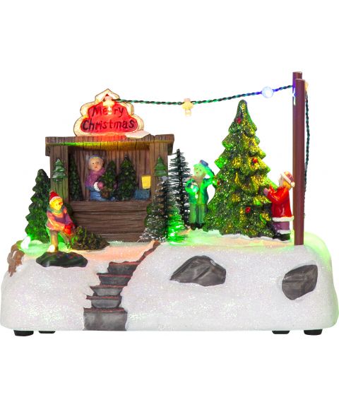 Iceville juletreutsalg med musikk, høyde 12 cm, for batteri, med timer