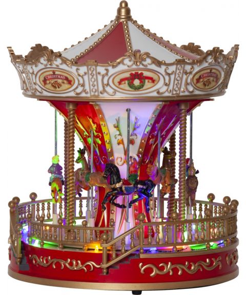 Largeville karusell med musikk, bevegelse og lys, høyde 28 cm, for batteri, med timer