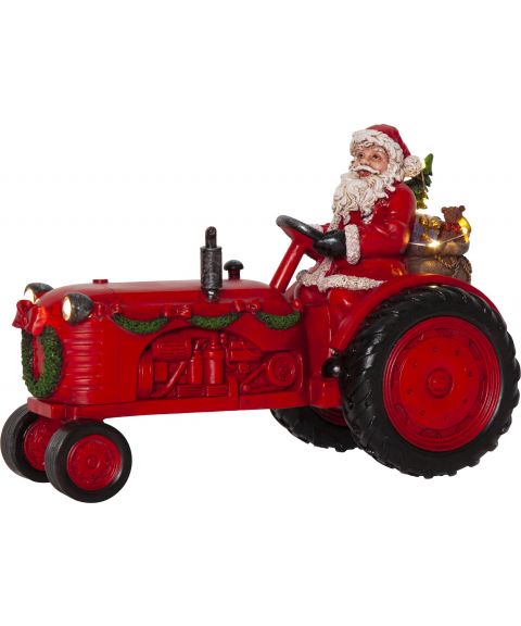 Merryville nisse på traktor, varmhvit LED, for batteri, med timer, lengde 28 cm
