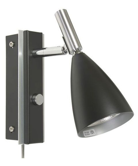 Frank V5151 vegglampe med dimmer, Matt sort (begrenset antall)