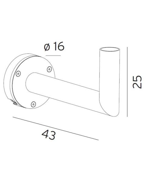 154 Veggfeste med arm til lampehode, Aluminiumsfarget (RAL9006)