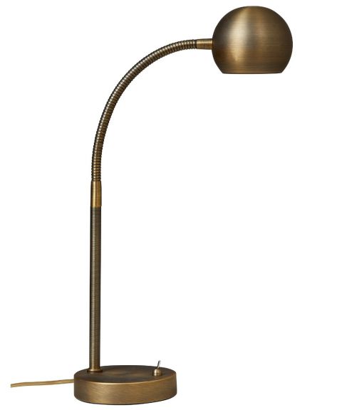 Fladen bordlampe med bryter, høyde 48 cm, Oksidert messing