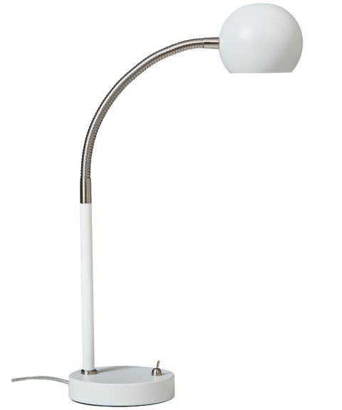 Fladen bordlampe med bryter, høyde 48 cm, Hvit