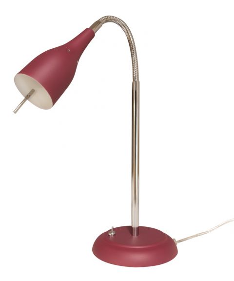 Tanum bordlampe med bryter, høyde 40 cm, Vinrød