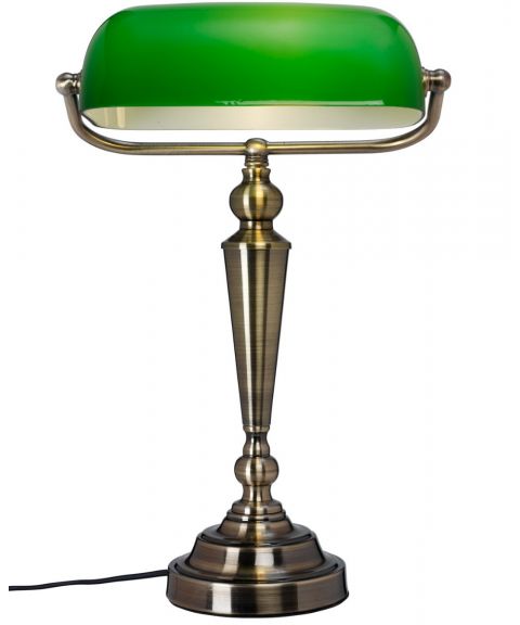The Banker bordlampe, høyde 41 cm, Antikk / Grønn