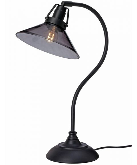 Skomakare bordlampe, høyde 47 cm, Sort / Røykfarget