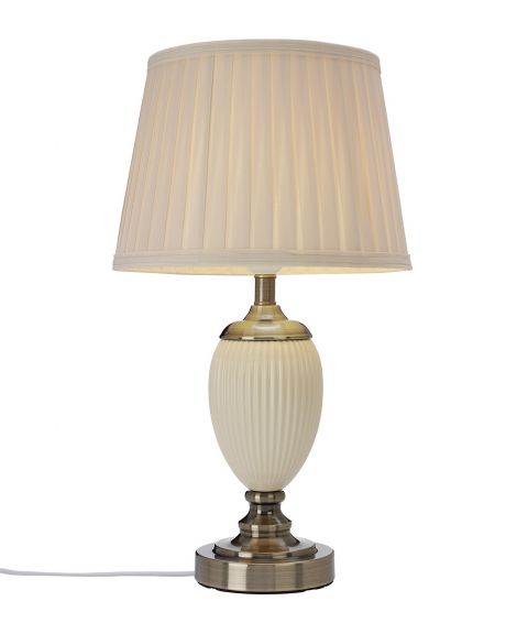 Ottilia bordlampe, høyde 49 cm, Beige / Antikk / Beige skjerm