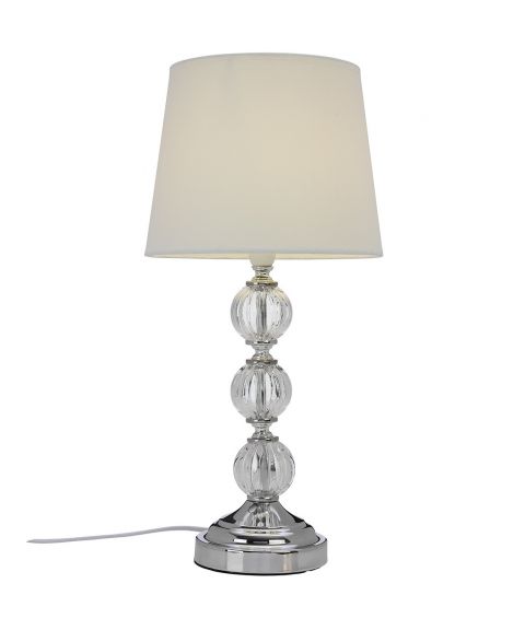 Nimbus bordlampe, høyde 47 cm, Krom / Glass / Hvit skjerm