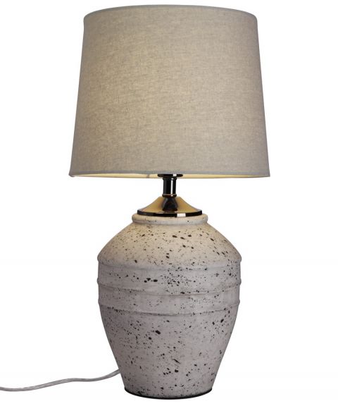 Rustica bordlampe, høyde 46 cm, Grå / Sortkrom detaljer / Grå skjerm