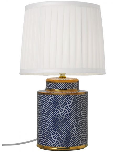Maze bordlampe, høyde 41 cm, Blå / Gull / Hvit skjerm