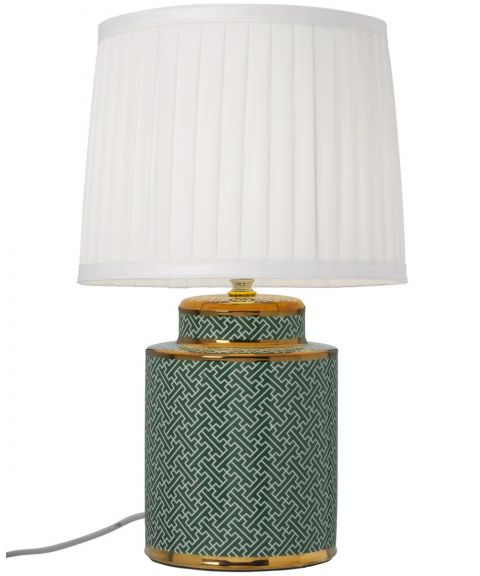 Maze bordlampe, høyde 41 cm, Grønn / Gull / Hvit skjerm
