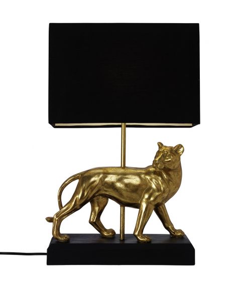 Zimba bordlampe, høyde 47 cm, Gull / Sort skjerm