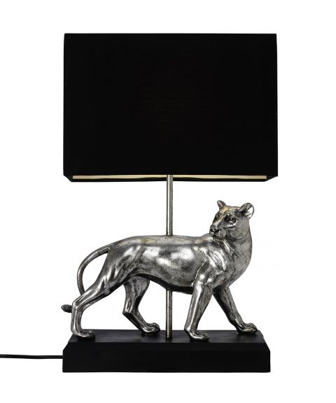 Zimba bordlampe, høyde 47 cm, Sølv / Sort skjerm