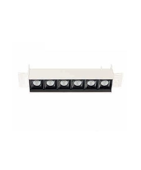 Bento 6 lineær downlight, trimless, Hvit/Sort innside