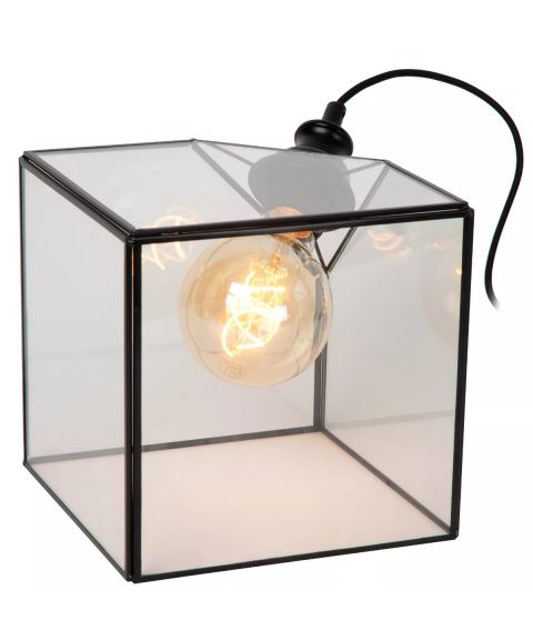 Davos bordlampe, høyde 20 cm, Sort / Klart glass