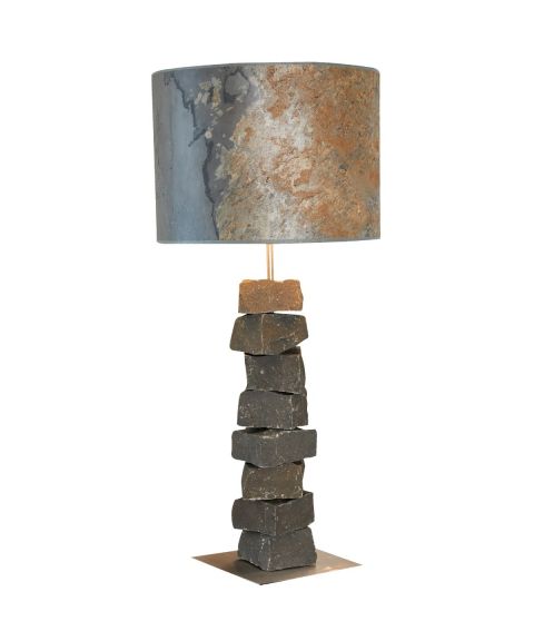 Thor bordlampe, Basalt / Stål, Høyde 80 cm, Skifer lampeskjerm