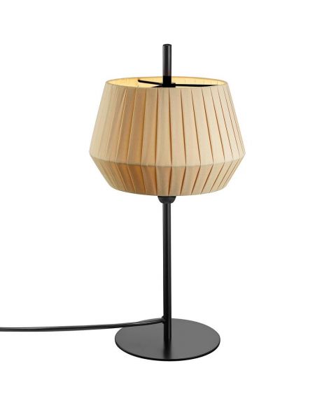 Dicte bordlampe med tekstilskjerm, høyde 42 cm