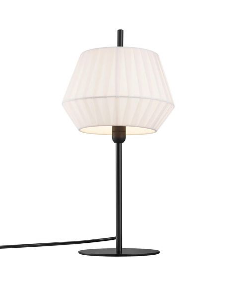 Dicte bordlampe med tekstilskjerm, høyde 42 cm, Hvit