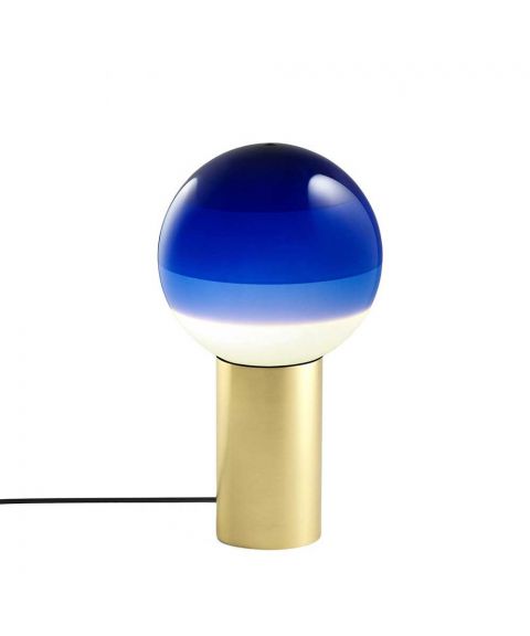 Dipping Light bordlampe, høyde 22 cm, LED 2700K, Børstet Messing / Blå