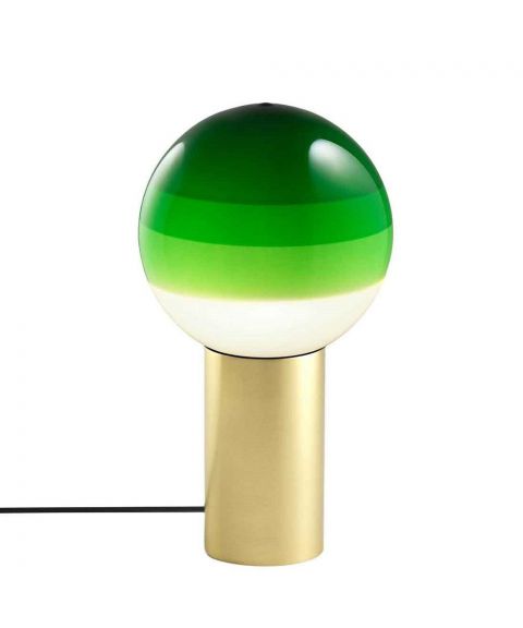 Dipping Light S bordlampe, høyde 36 cm, Stepdim LED 2700K, Børstet messing / Grønn