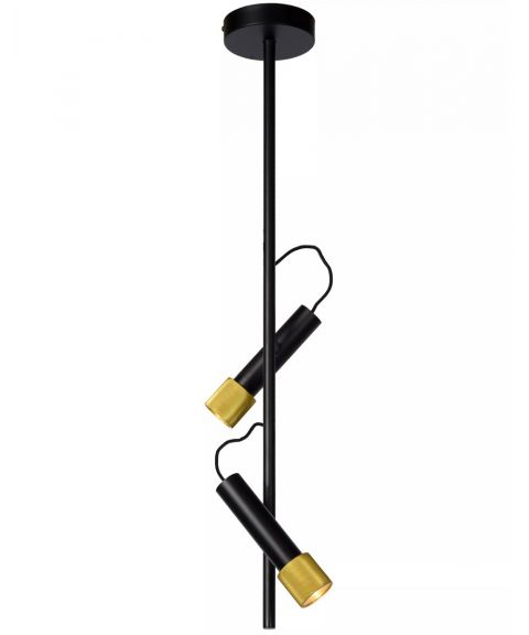 Duele 2 nedpendlet taklampe, høyde 83 cm, LED 3000K 870lm, Sort/Gull