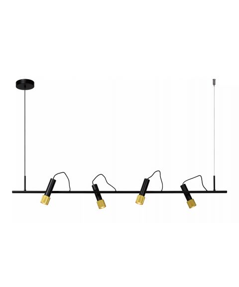 Duele 4 pendelskinne, lengde 140 cm, LED 3000K 1900lm, Sort/Gull