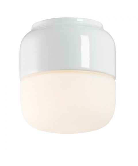 Ohm 100/110 tak-/vegglampe, dimbar 4W LED 400lm 3000K IP44, Matt opalhvitt glass, Hvit