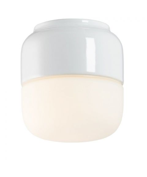 Ohm 100/110 tak-/vegglampe, dimbar 4W LED 400lm 2700K IP44, Matt opalhvitt glass, Hvit