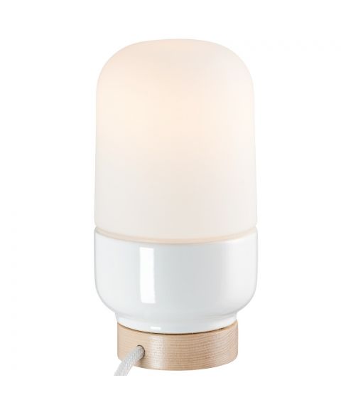 Ohm 100/190 bordlampe med dimmer, E27 IP20, Matt opalhvitt glass