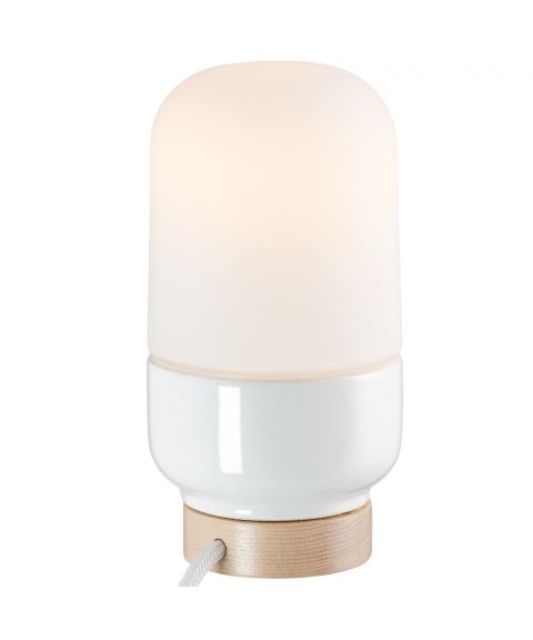 Ohm 100/190 bordlampe med dimmer, E27 IP20, Matt opalhvitt glass, Hvit