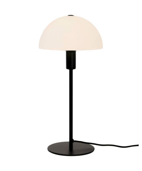 Ellen bordlampe, høyde 41 cm, Opalt glass / Sort