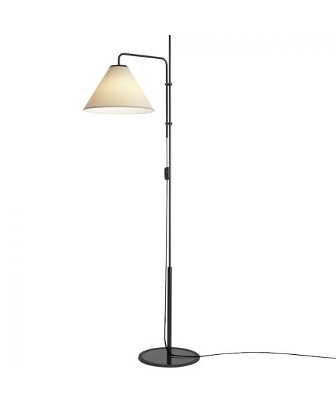 Funiculi gulvlampe med tekstilskjerm, høyde 158 cm