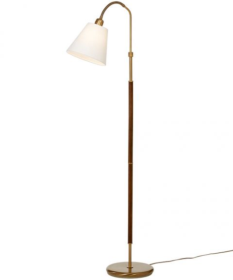 Tullgarn gulvlampe (u/skjerm), høyde 148 cm, Oksidert messing/Valnøtt