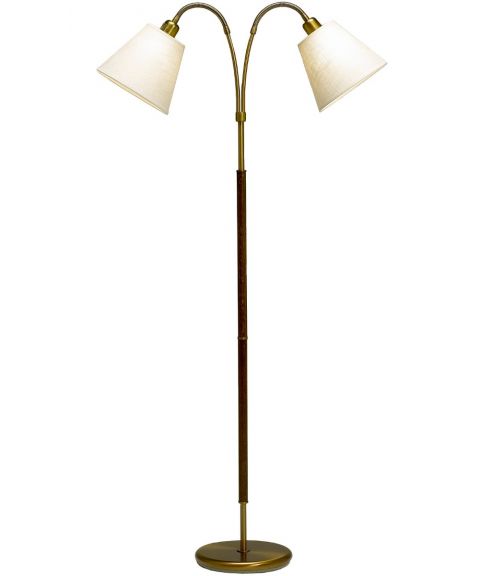 Tullgarn G759 gulvlampe (u/skjermer), høyde 148 cm, Oksidert messing/Valnøtt