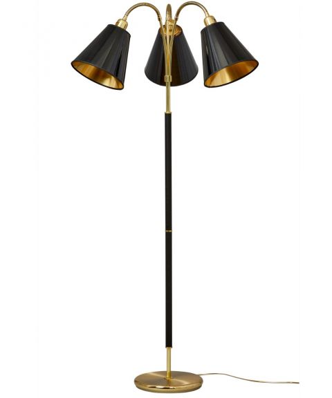 Tullgarn Trio gulvlampe (u/skjermer), høyde 148 cm, Messing/Sort
