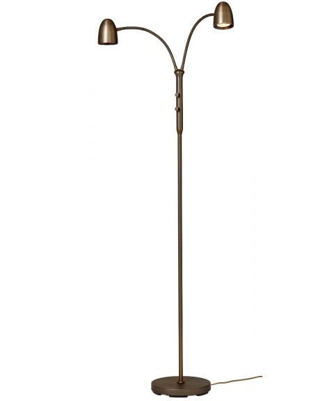 Koster Duo gulvlampe, med dimmere, høyde 140 cm, Oksidert messing